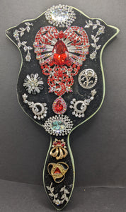 Princess hand mirror with vintage jewelry