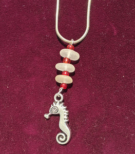 Seahorse and seaglass necklace