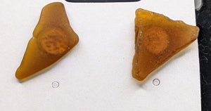 Triangular brown seaglass post earrings