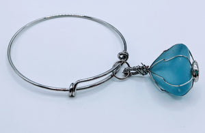 Aqua seaglass nugget bracelet