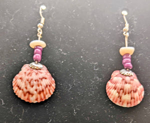 Purple shell earrings