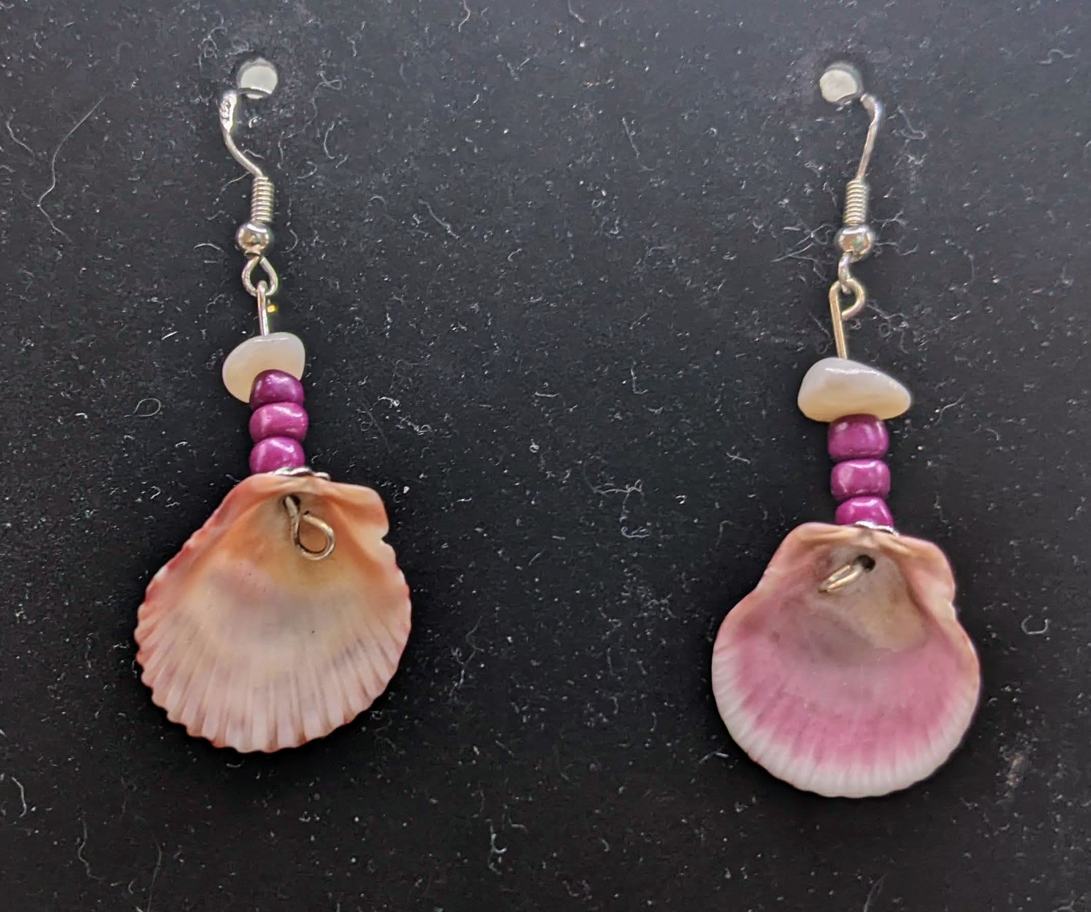 Purple shell earrings
