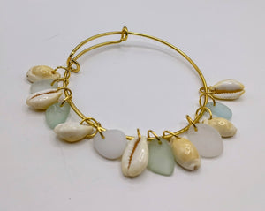 Cowry shell and seaglass bracelet