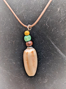 Olive shell and beads necklace