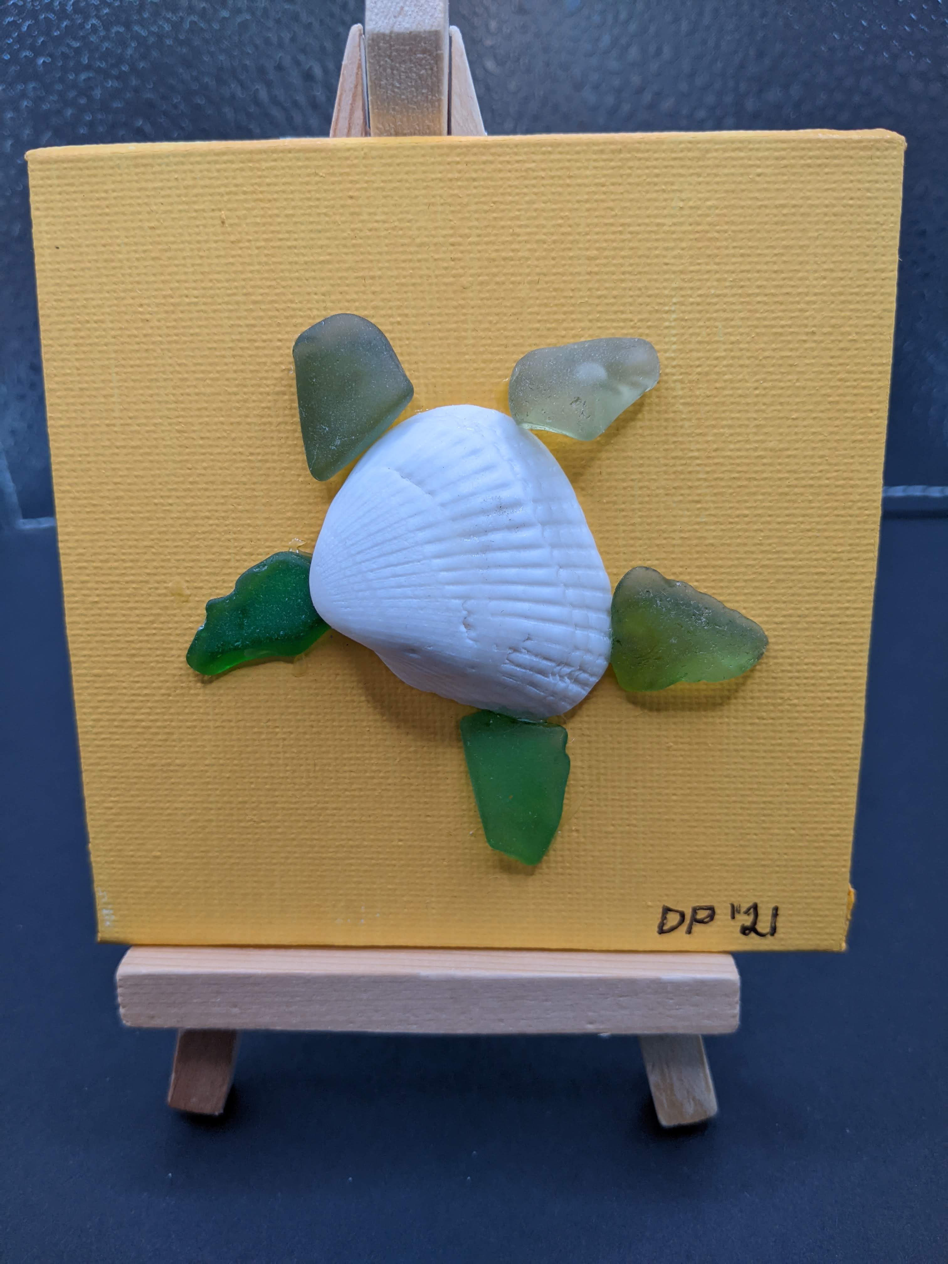 Single turtle on yellow