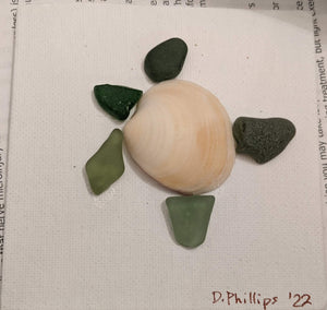Shell and seaglass turtle