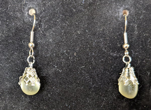 Yellow seaglass drop earrings