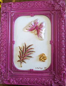 Pink butterfly in pink frame