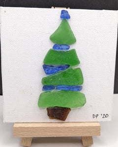 Blue and green seaglass Christmas tree